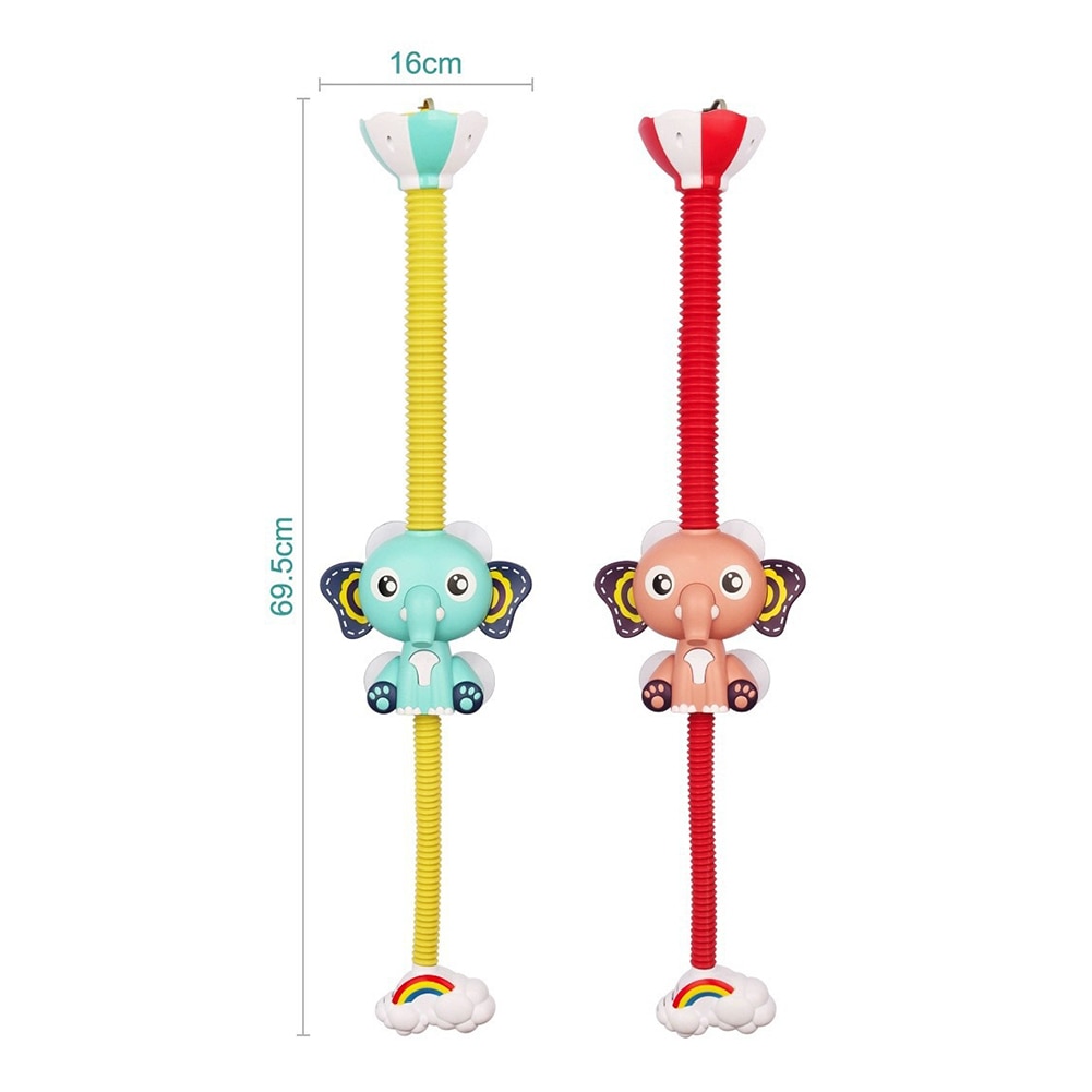 Cute Electric Elephant Water Pump with 360 Degrees Adjusted Hose Baby Bath Shower Head Spout Rinser Kids Shower Toys